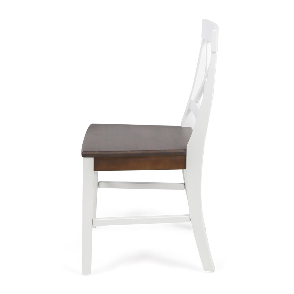 Roshan White & Walnut Acacia Farmhouse Dining Chairs – Set of 2