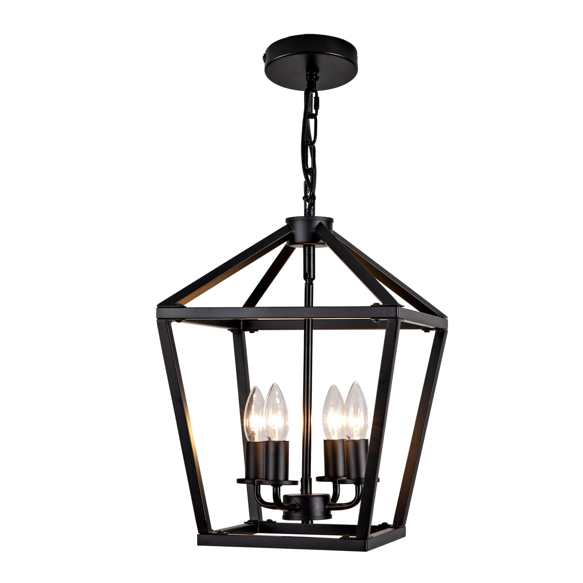 4-Light Wrought Iron Farmhouse Lantern Chandelier