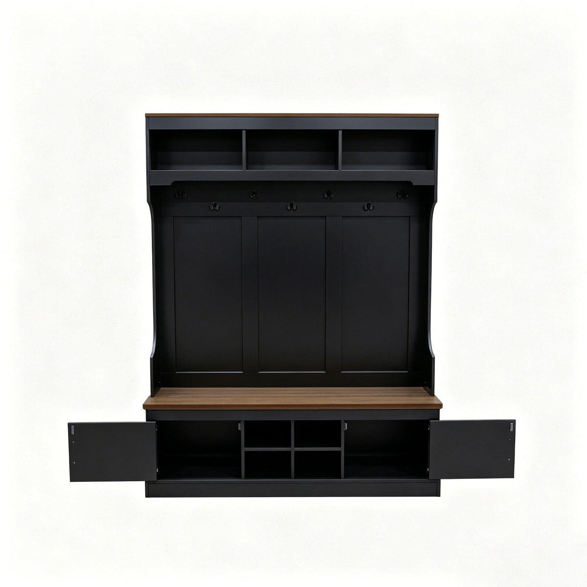 Farmhouse Hall Tree with Bench & Shoe Storage