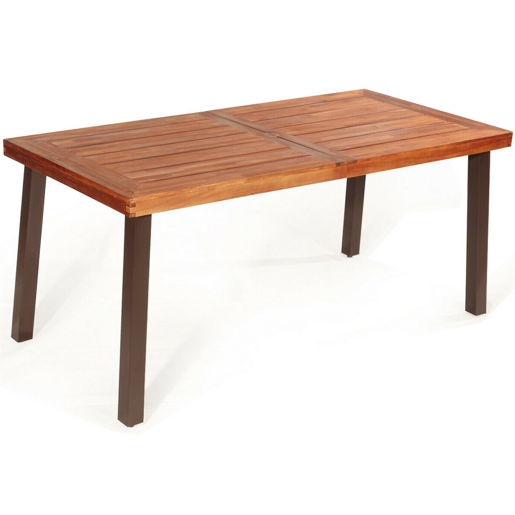 Rustic Acacia Wood Farmhouse Dining Table
