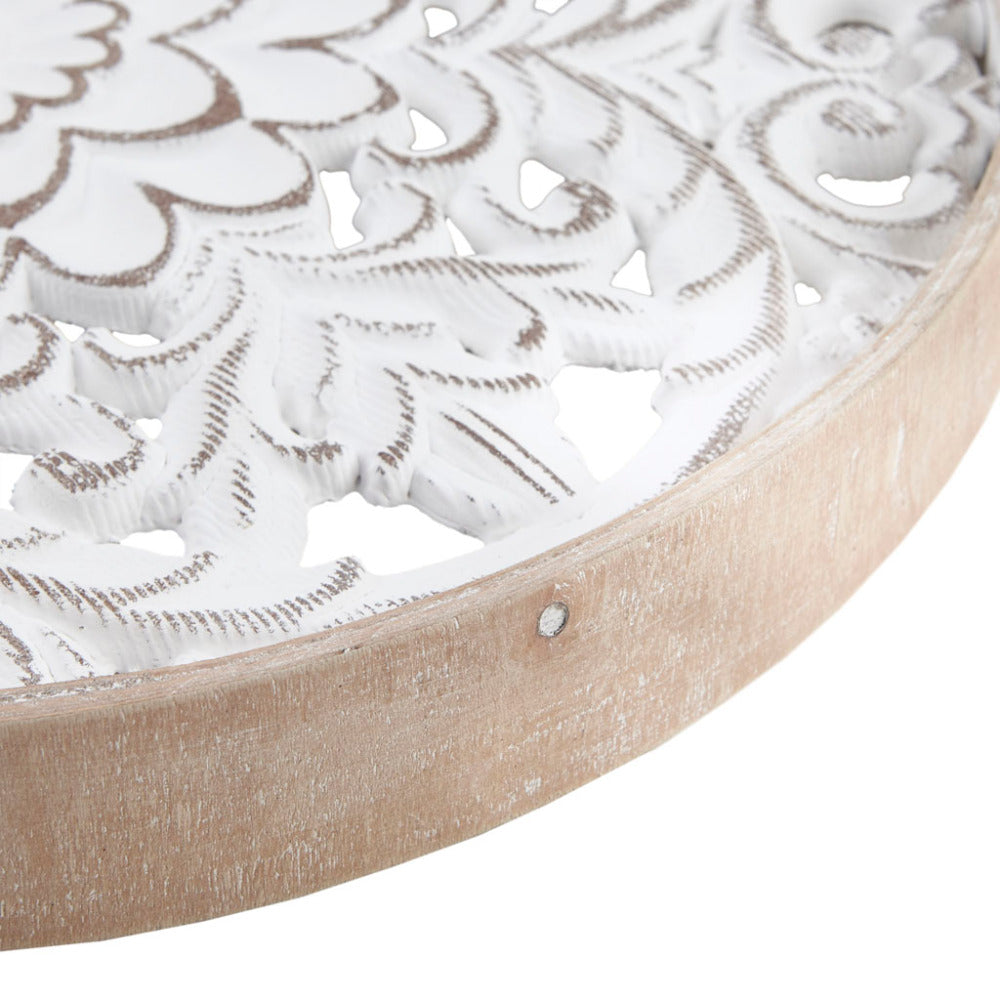 Distressed White Carved Farmhouse Wall Medallions – Set of 3