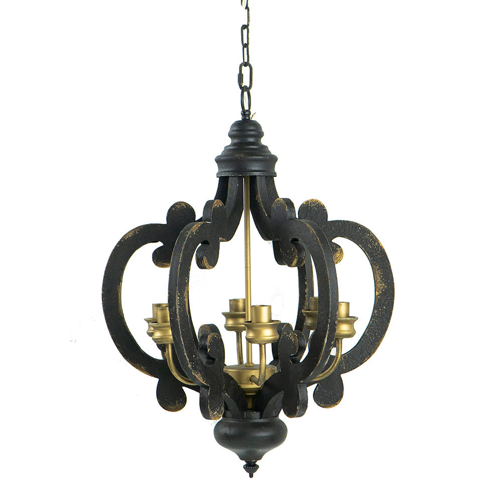 6-Light French Country Wood Farmhouse Chandelier
