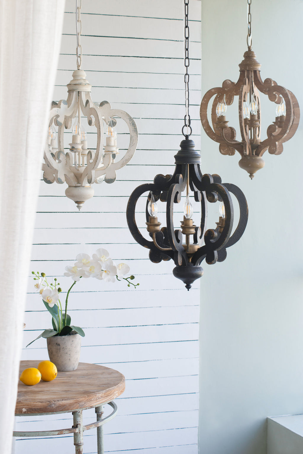6-Light French Country Wood Farmhouse Chandelier