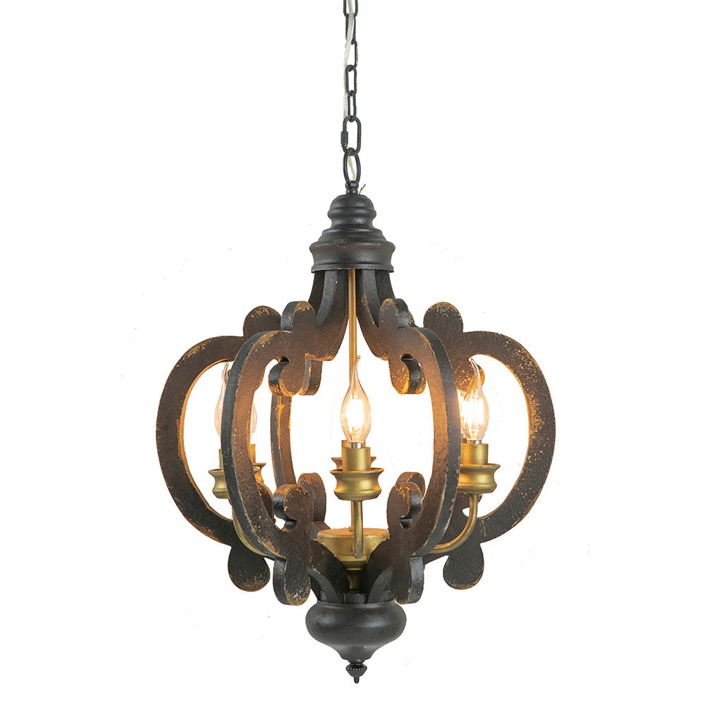 6-Light French Country Wood Farmhouse Chandelier