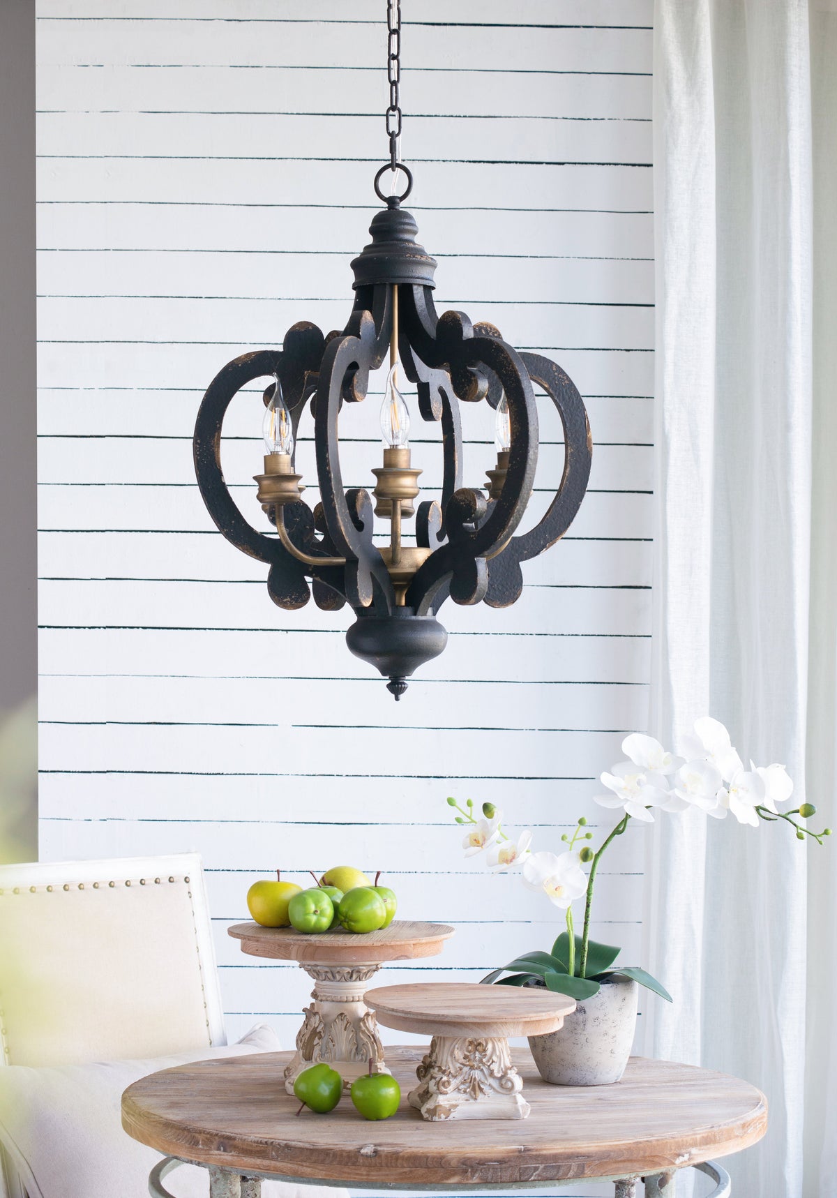 6-Light French Country Wood Farmhouse Chandelier