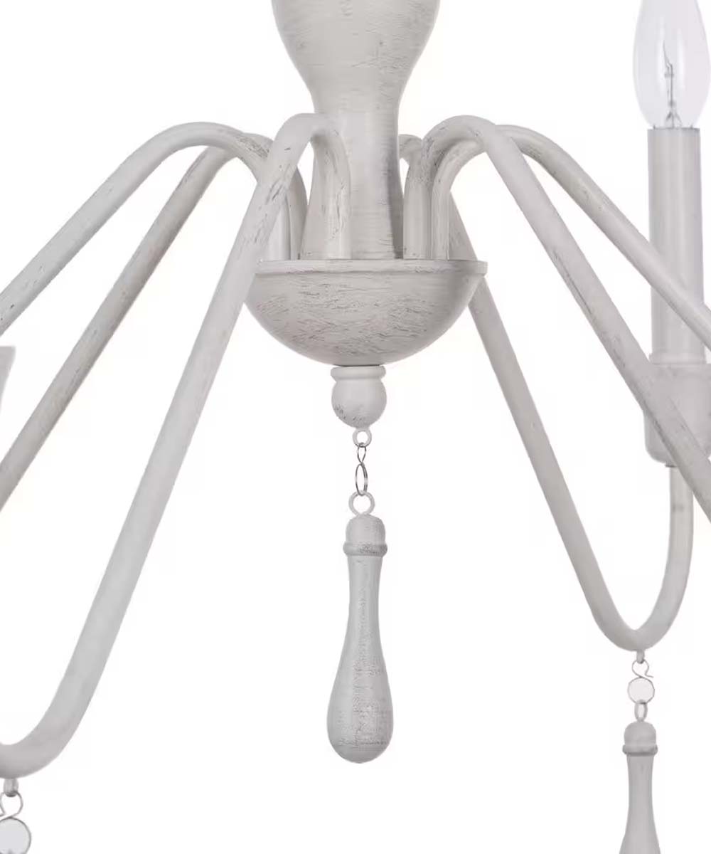 Distressed White Beaded Cottage Farmhouse Chandelier