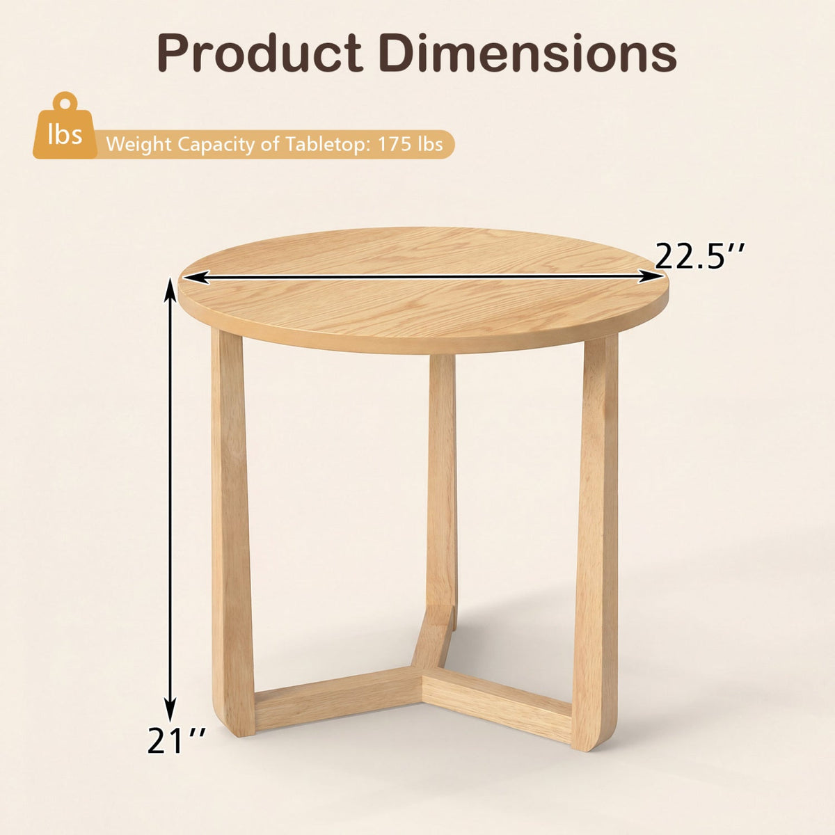 Round Wood Farmhouse Side Table