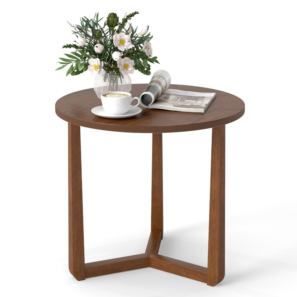 Round Wood Farmhouse Side Table