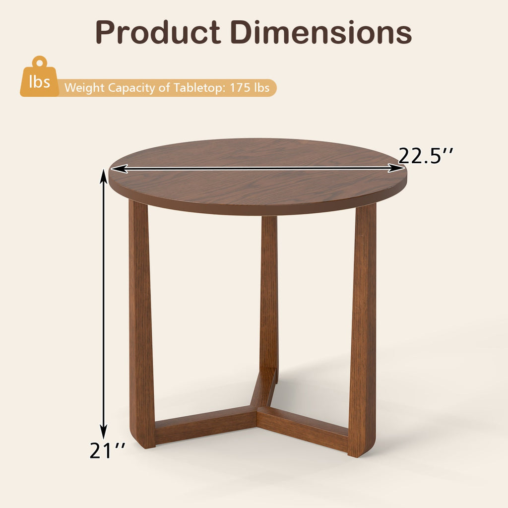 Round Wood Farmhouse Side Table