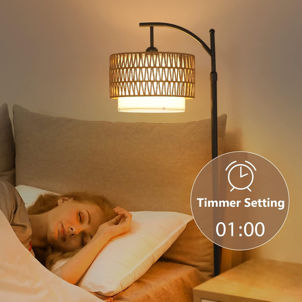 Dimmable Farmhouse Arc Floor Lamp with Remote