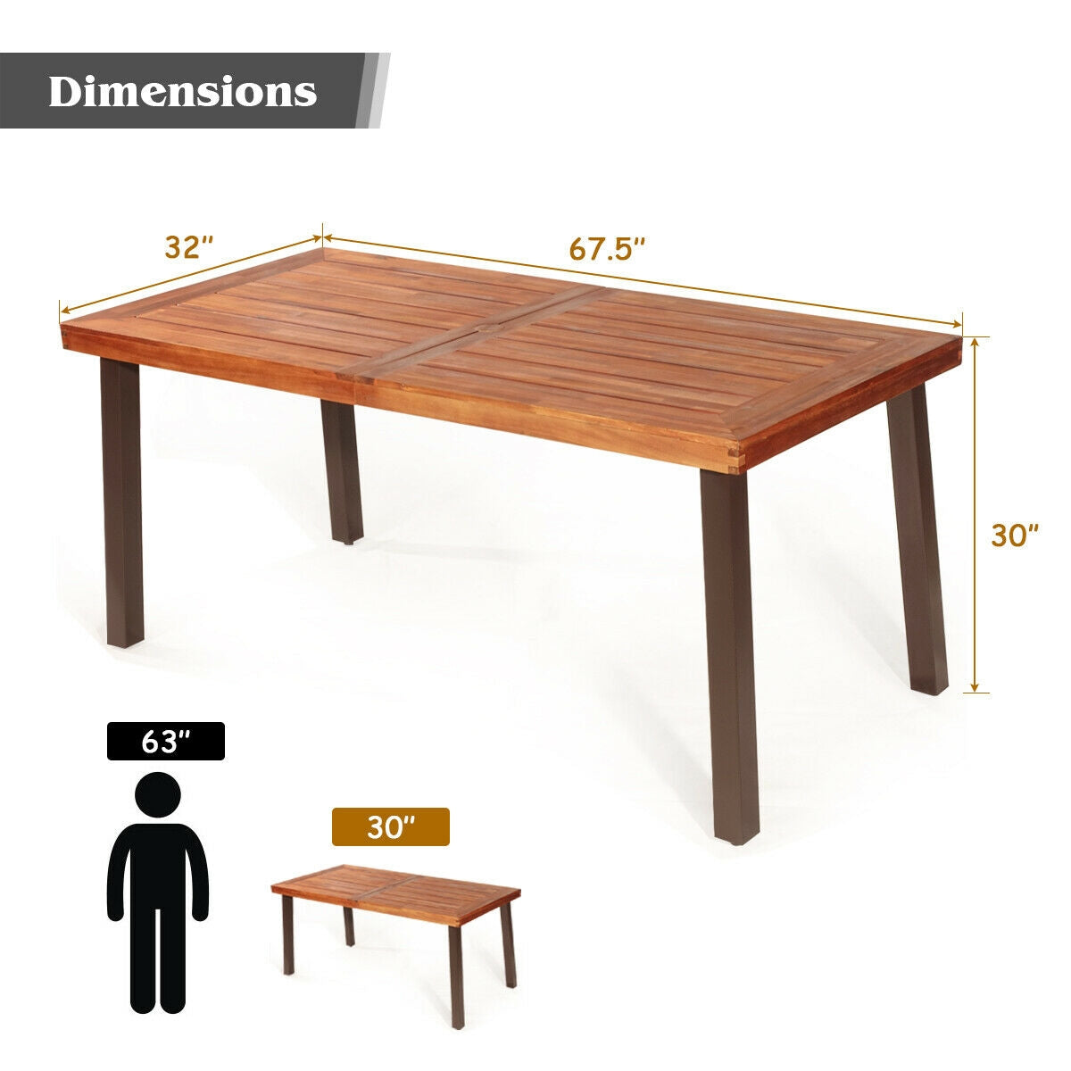 Rustic Acacia Wood Farmhouse Dining Table