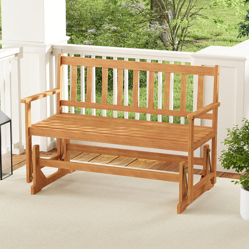 Acacia Wood Farmhouse Outdoor Glider Bench