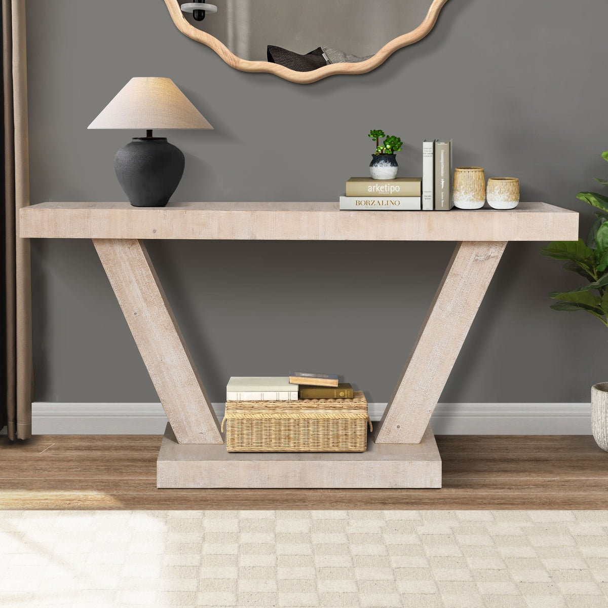 Vintage Distressed Farmhouse Entryway Bench
