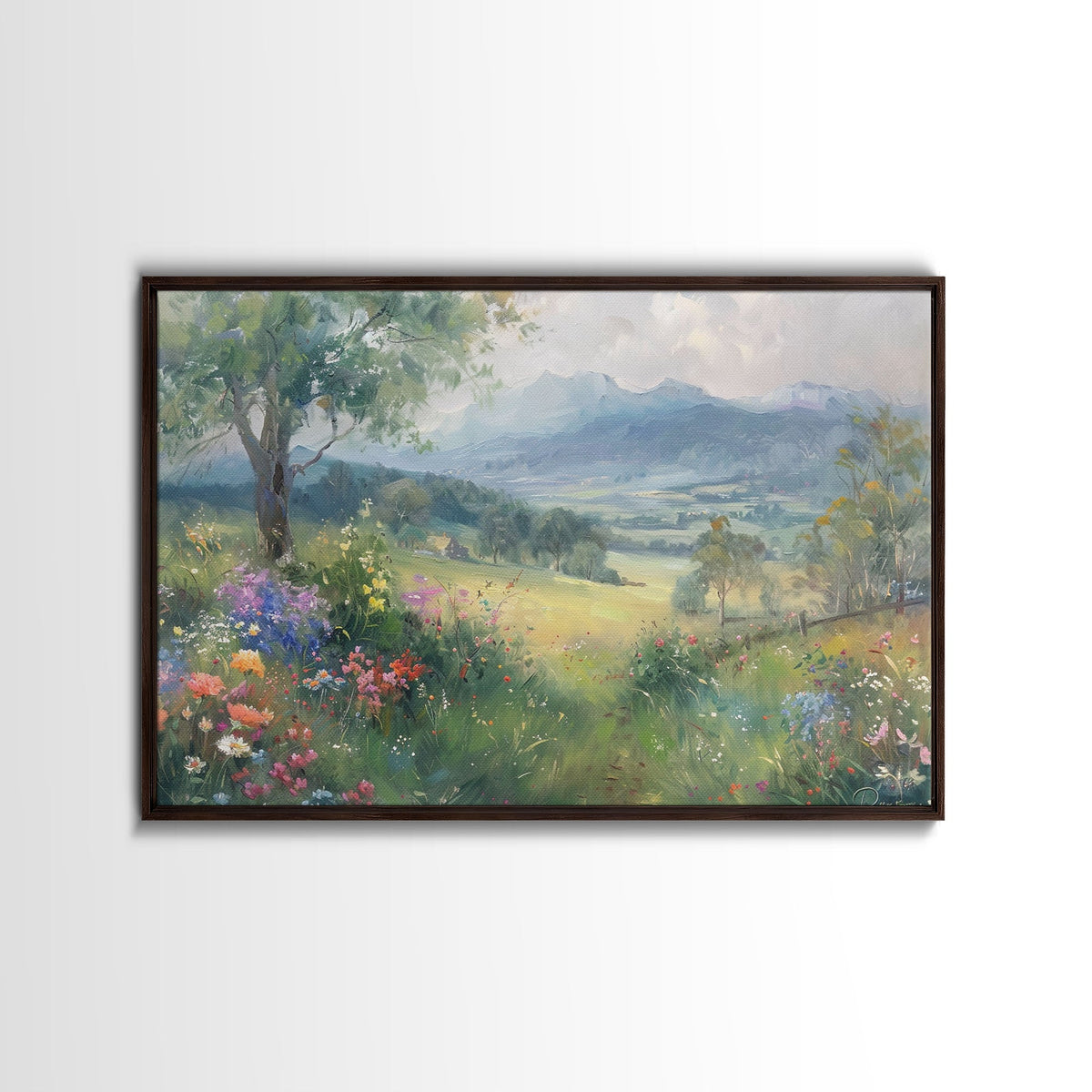 Rustic Wildflower Field Country Landscape Wall Art