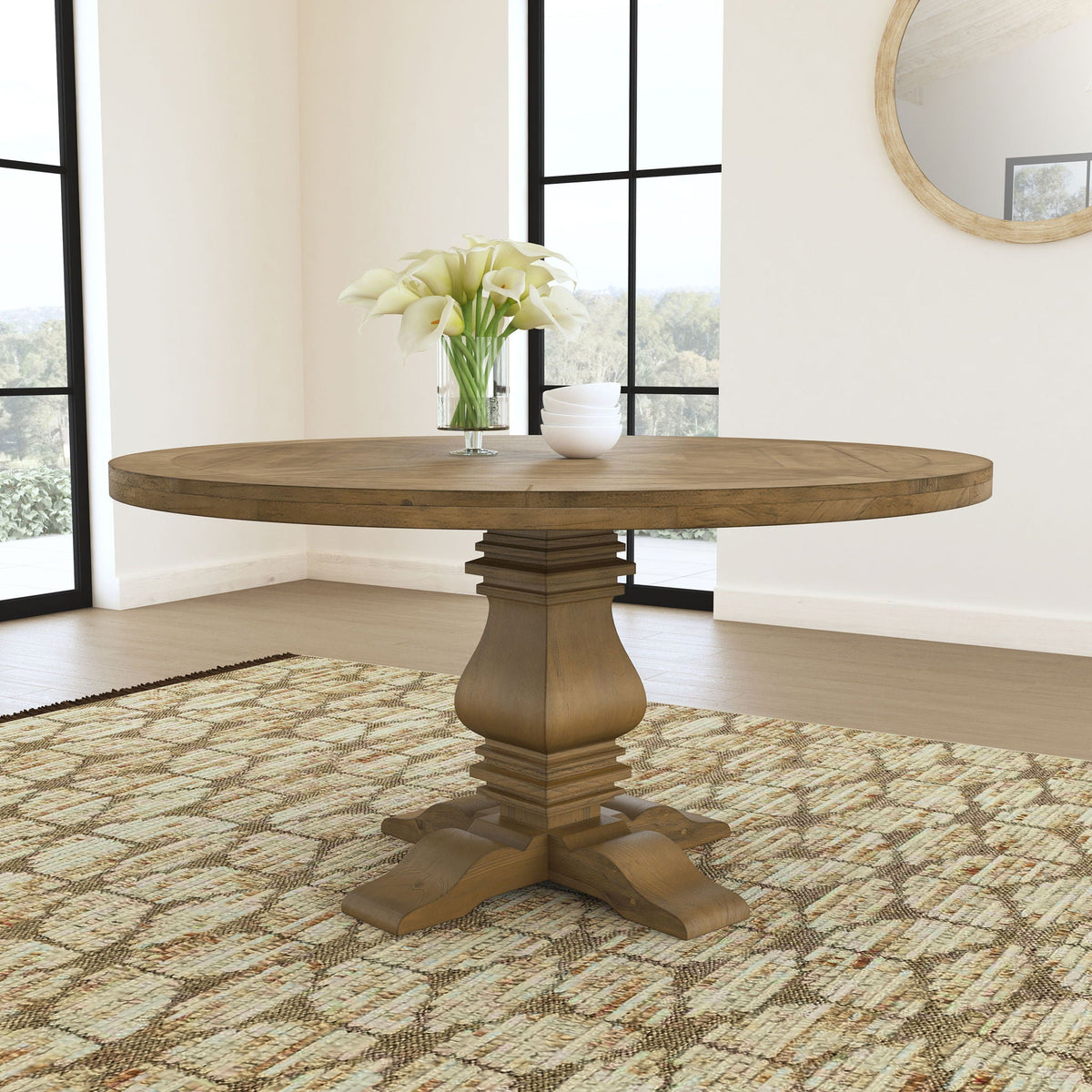 Florence 60-Inch Rustic Honey Farmhouse Dining Table