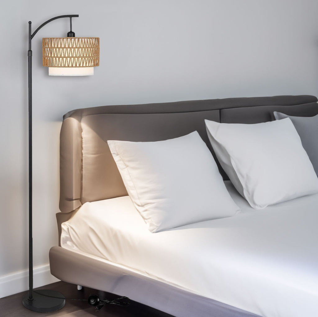 Dimmable Farmhouse Arc Floor Lamp with Remote
