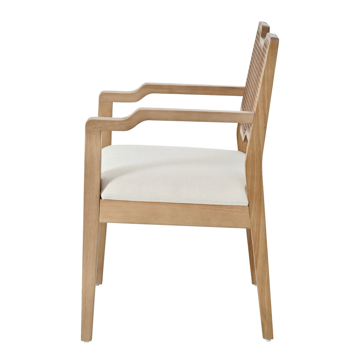 Natural Rattan-Back Farmhouse Dining Chairs – Set of 2