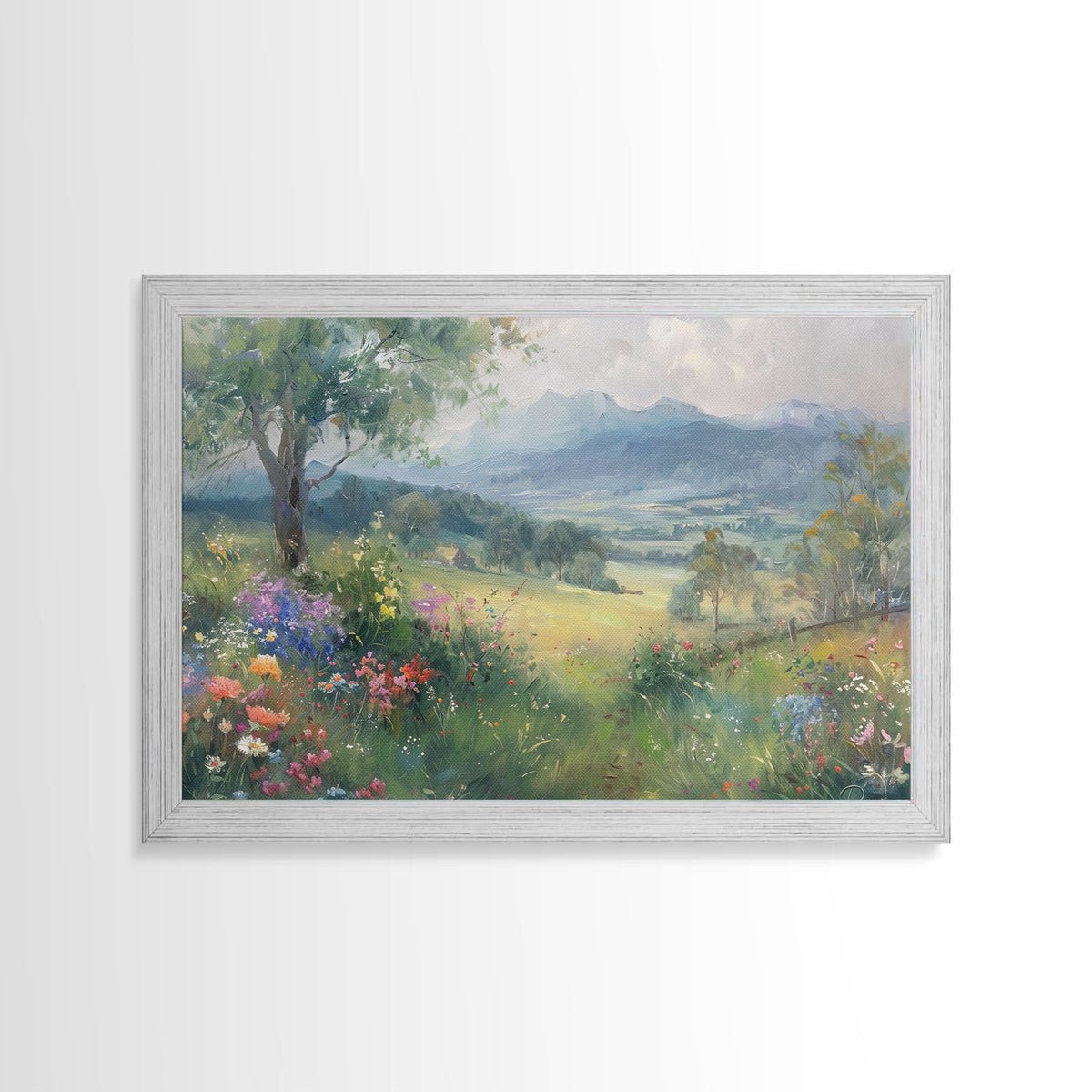 Rustic Wildflower Field Country Landscape Wall Art