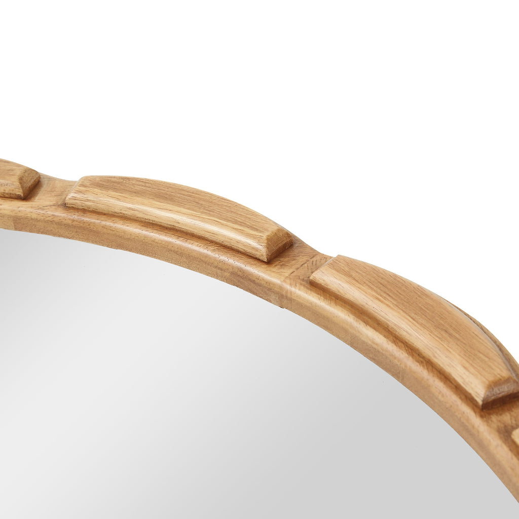 31.5-Inch Carved Wood Round Farmhouse Mirror