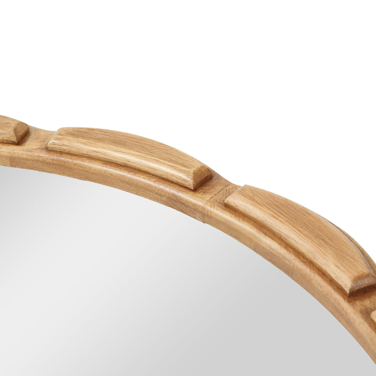 31.5-Inch Carved Wood Round Farmhouse Mirror