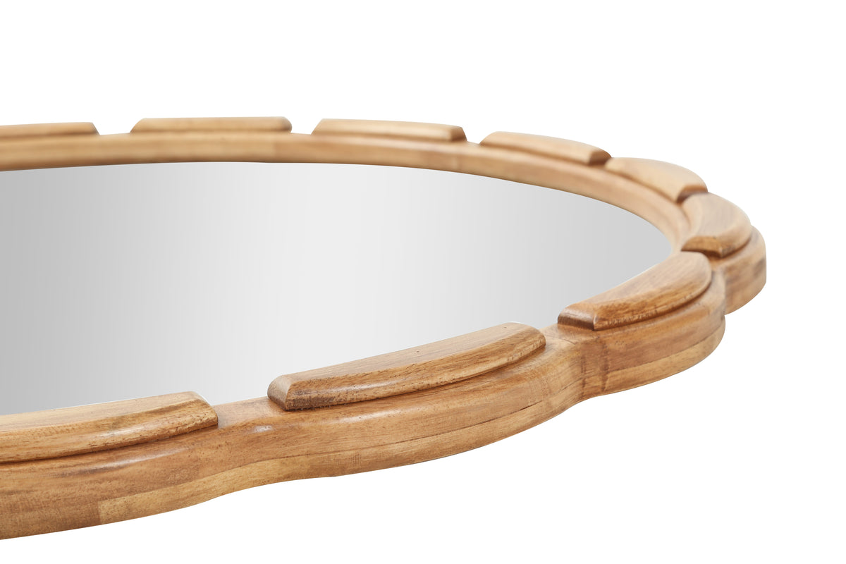 31.5-Inch Carved Wood Round Farmhouse Mirror