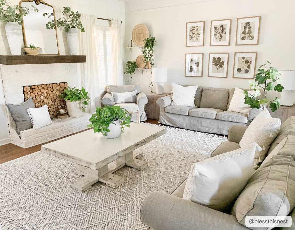 Ramsbury Ivory Wool Farmhouse Area Rug