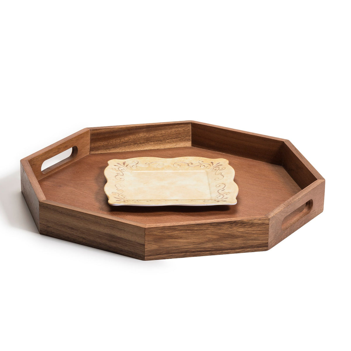 Acacia Wood Octagon Serving Tray
