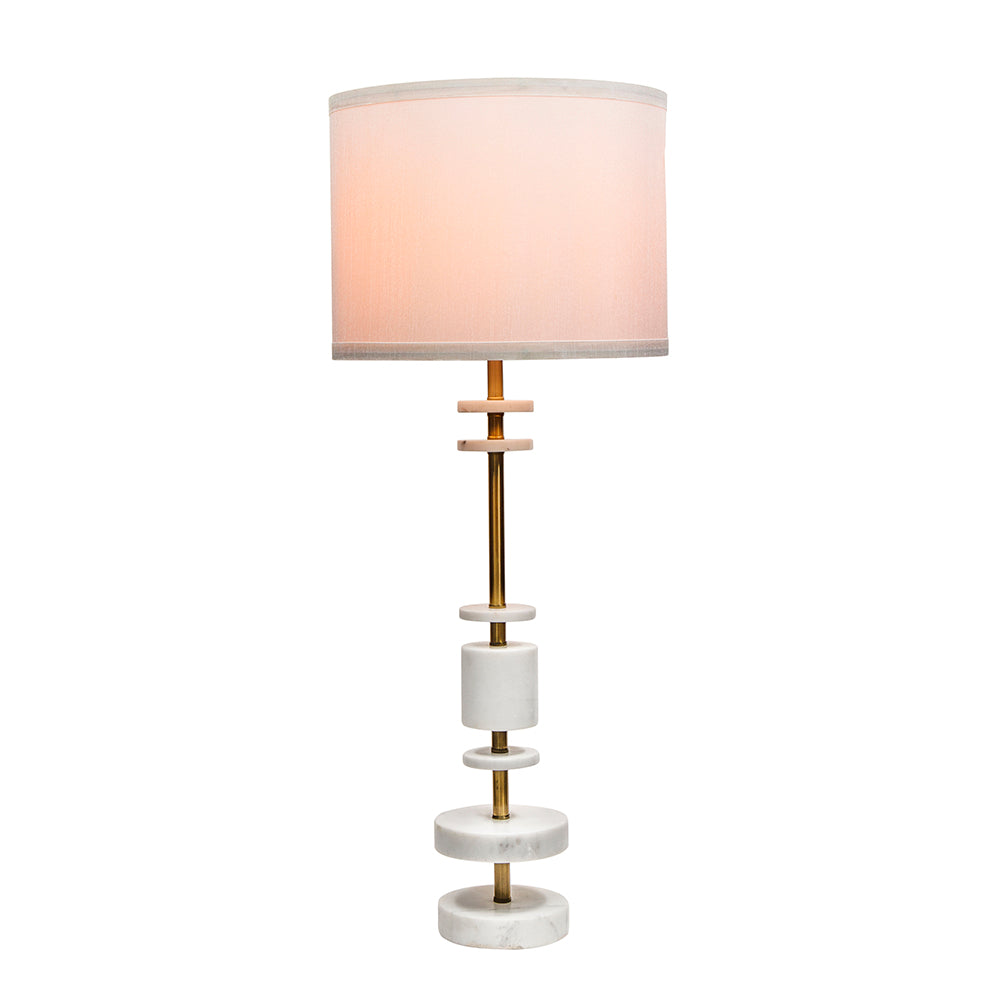 White Marble & Brass Farmhouse Table Lamp
