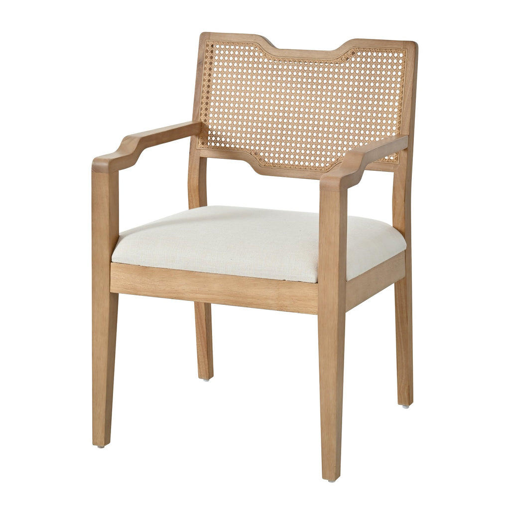 Natural Rattan-Back Farmhouse Dining Chairs – Set of 2