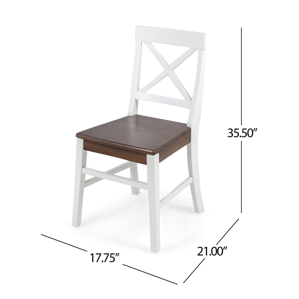 Roshan White & Walnut Acacia Farmhouse Dining Chairs – Set of 2