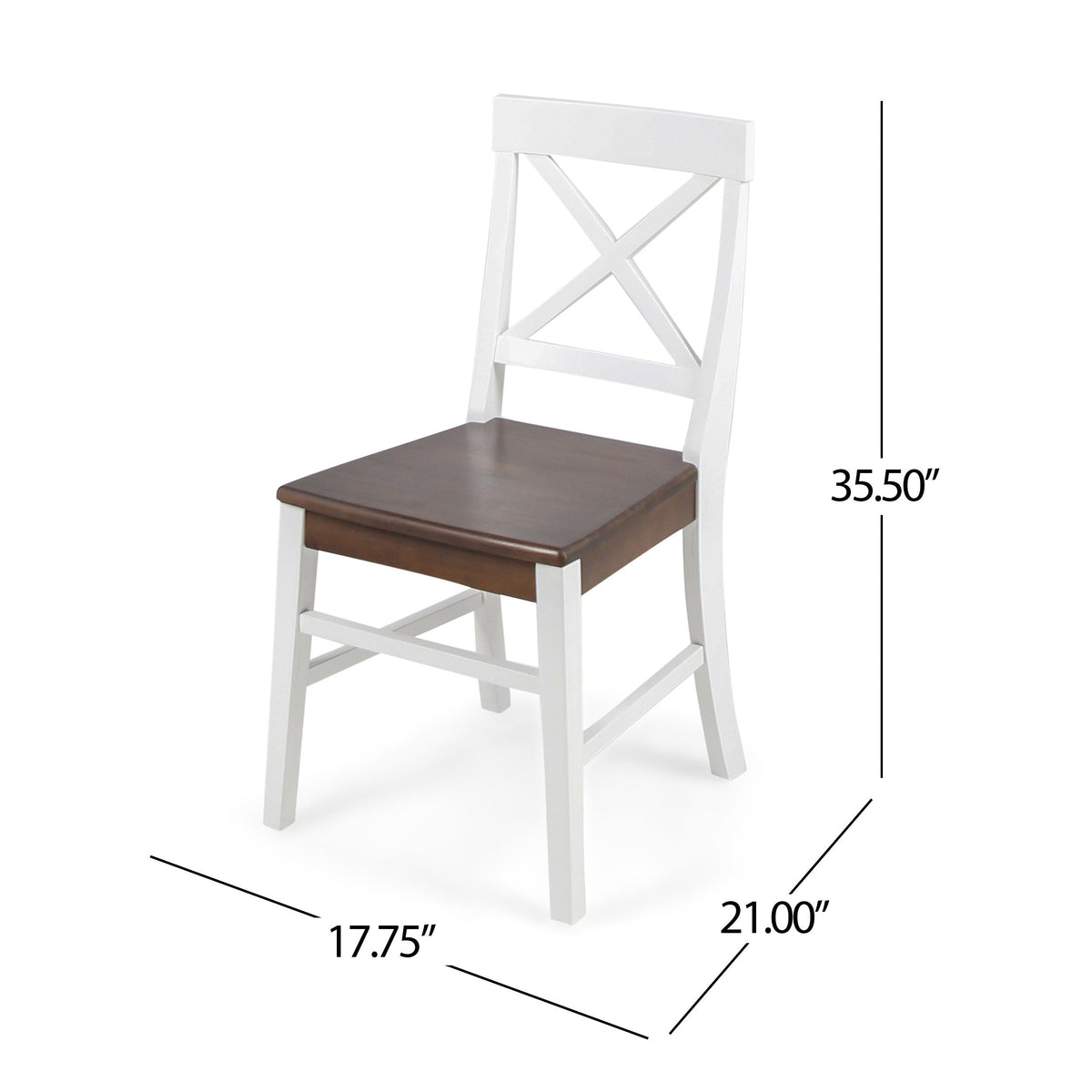 Roshan White & Walnut Acacia Farmhouse Dining Chairs – Set of 2