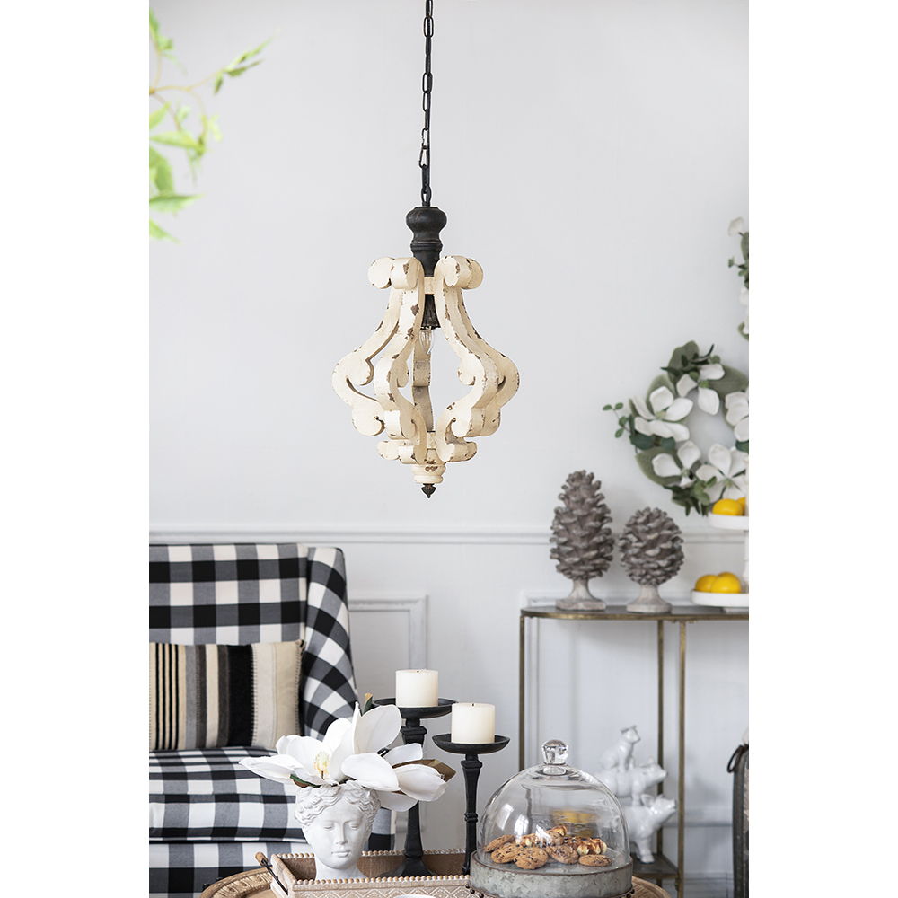 Antique Cream French Country Wood Chandelier