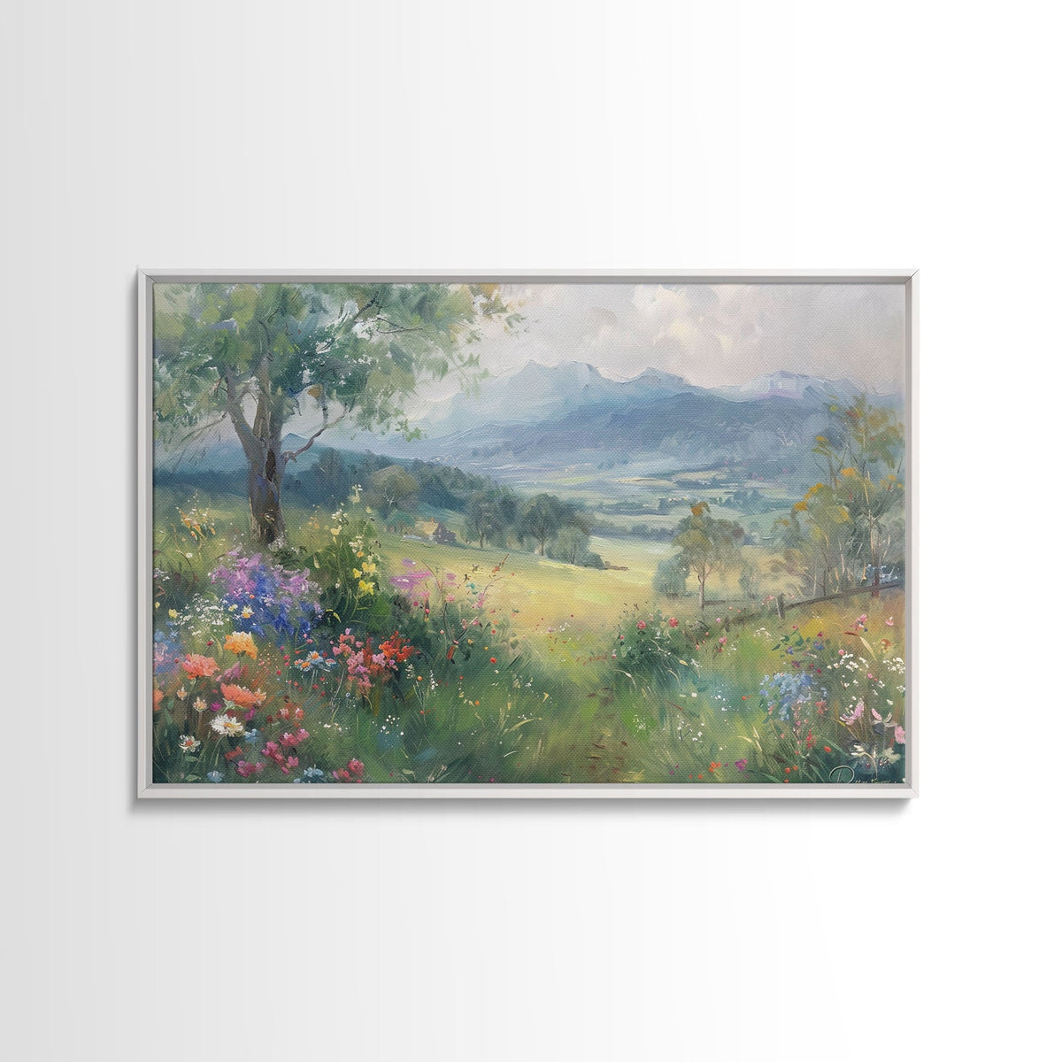 Rustic Wildflower Field Country Landscape Wall Art