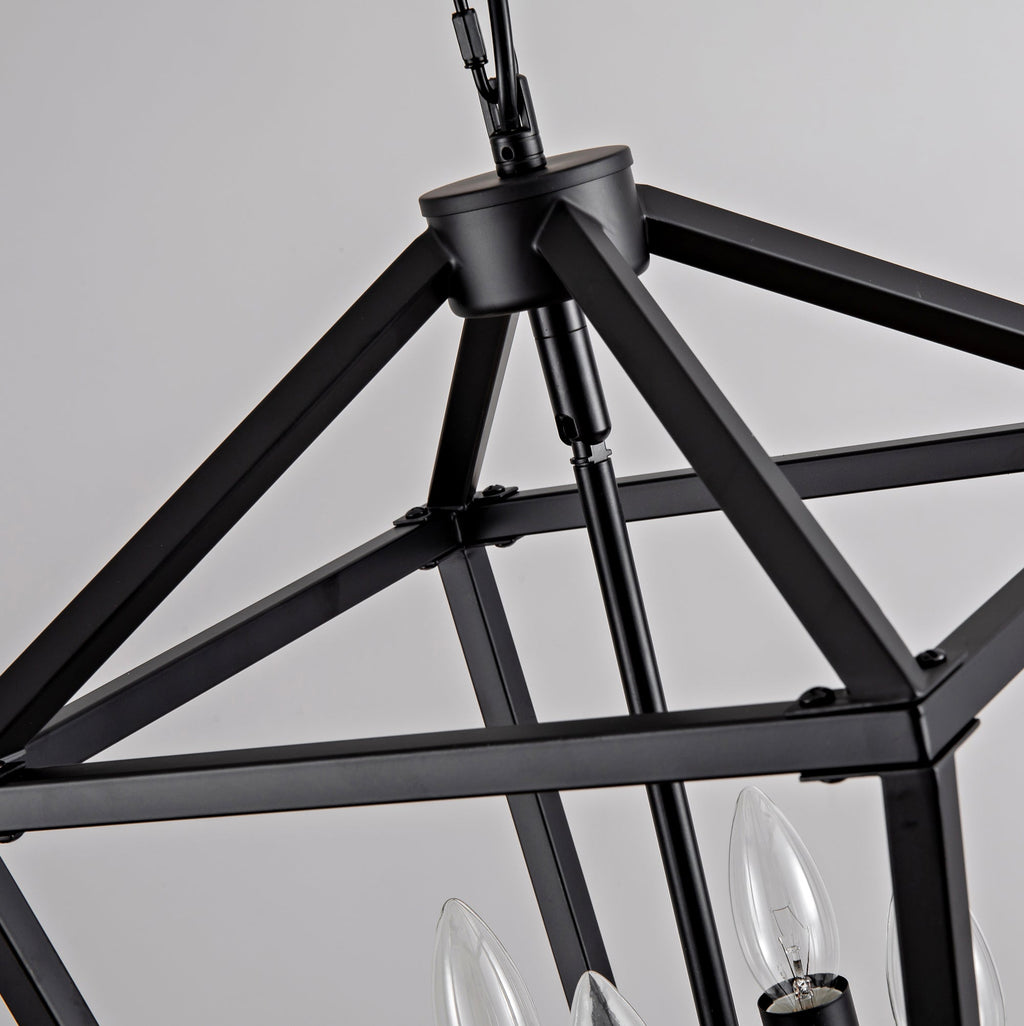 4-Light Wrought Iron Farmhouse Lantern Chandelier