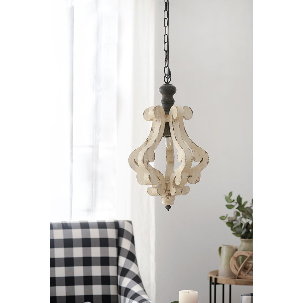 Antique Cream French Country Wood Chandelier