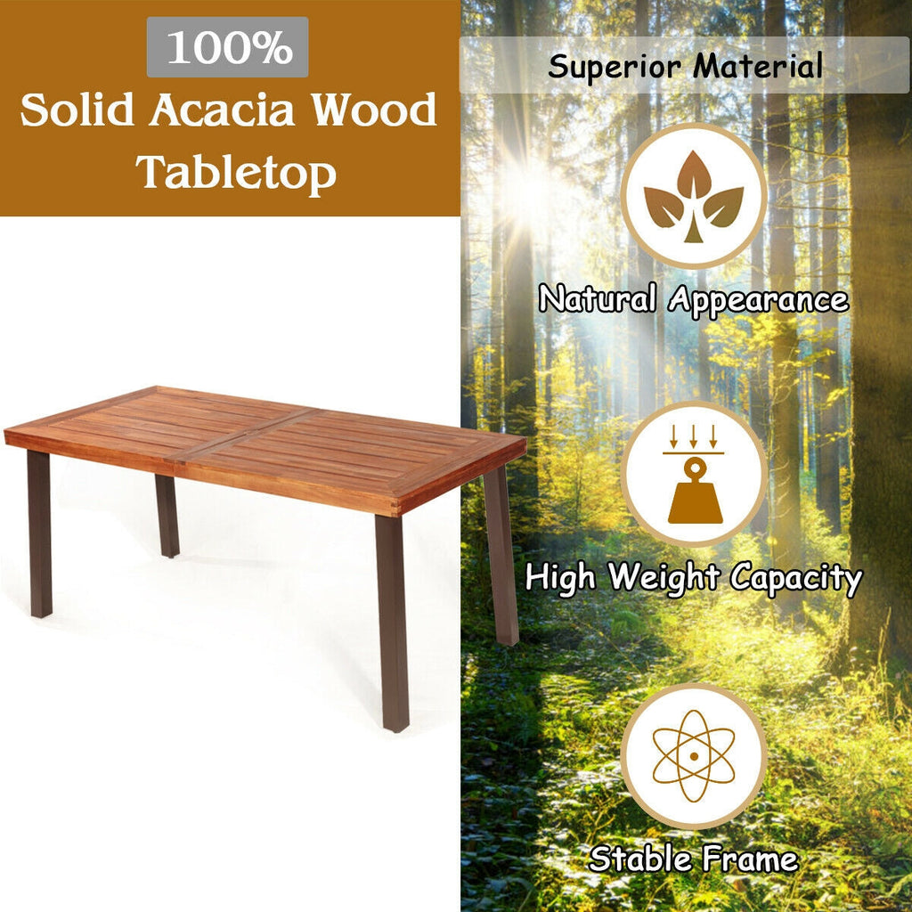 Rustic Acacia Wood Farmhouse Dining Table