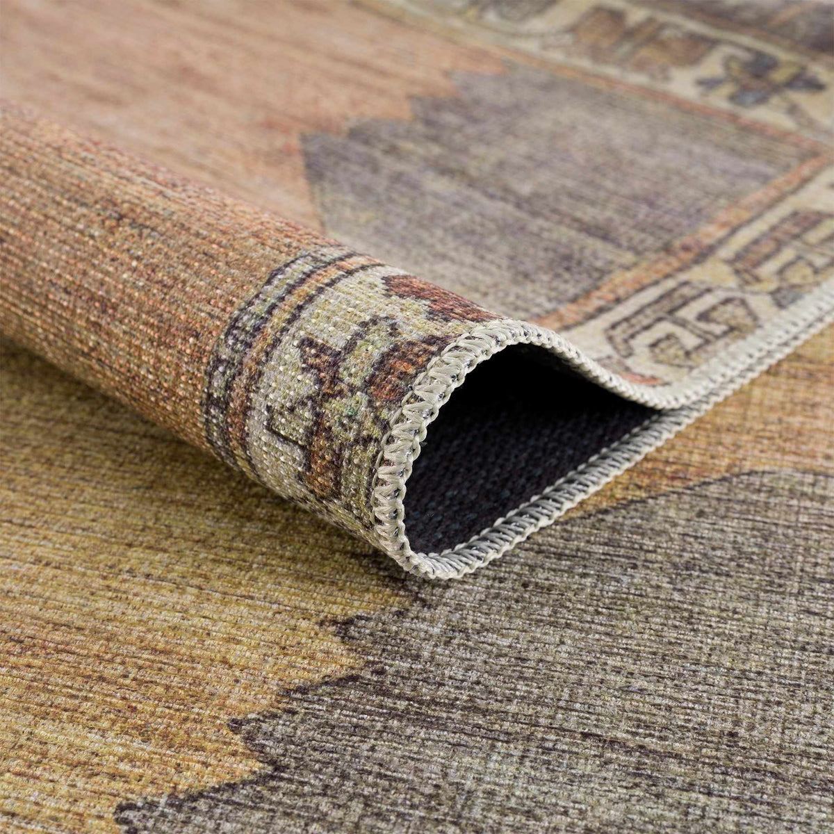 Medinah Vintage-Style Washable Farmhouse Runner Rug