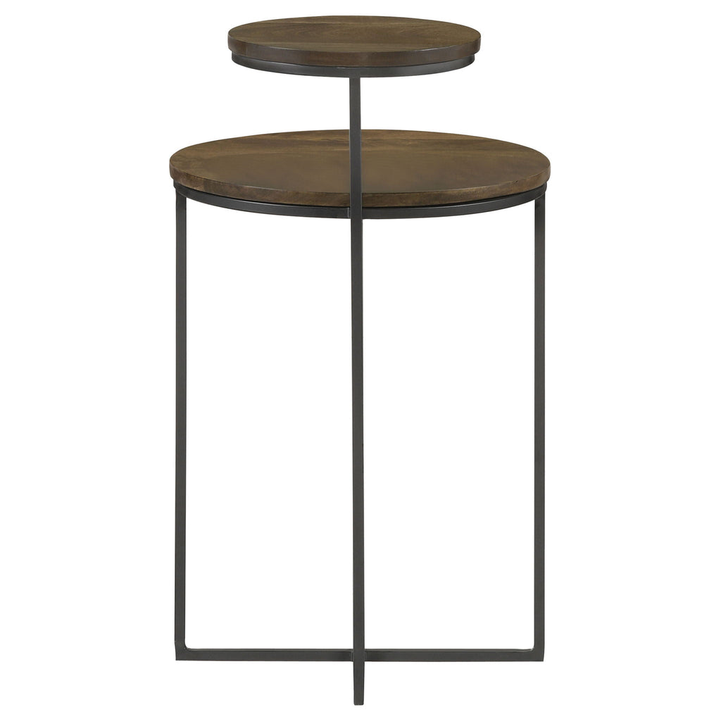 Round Mango Wood Farmhouse Side Table