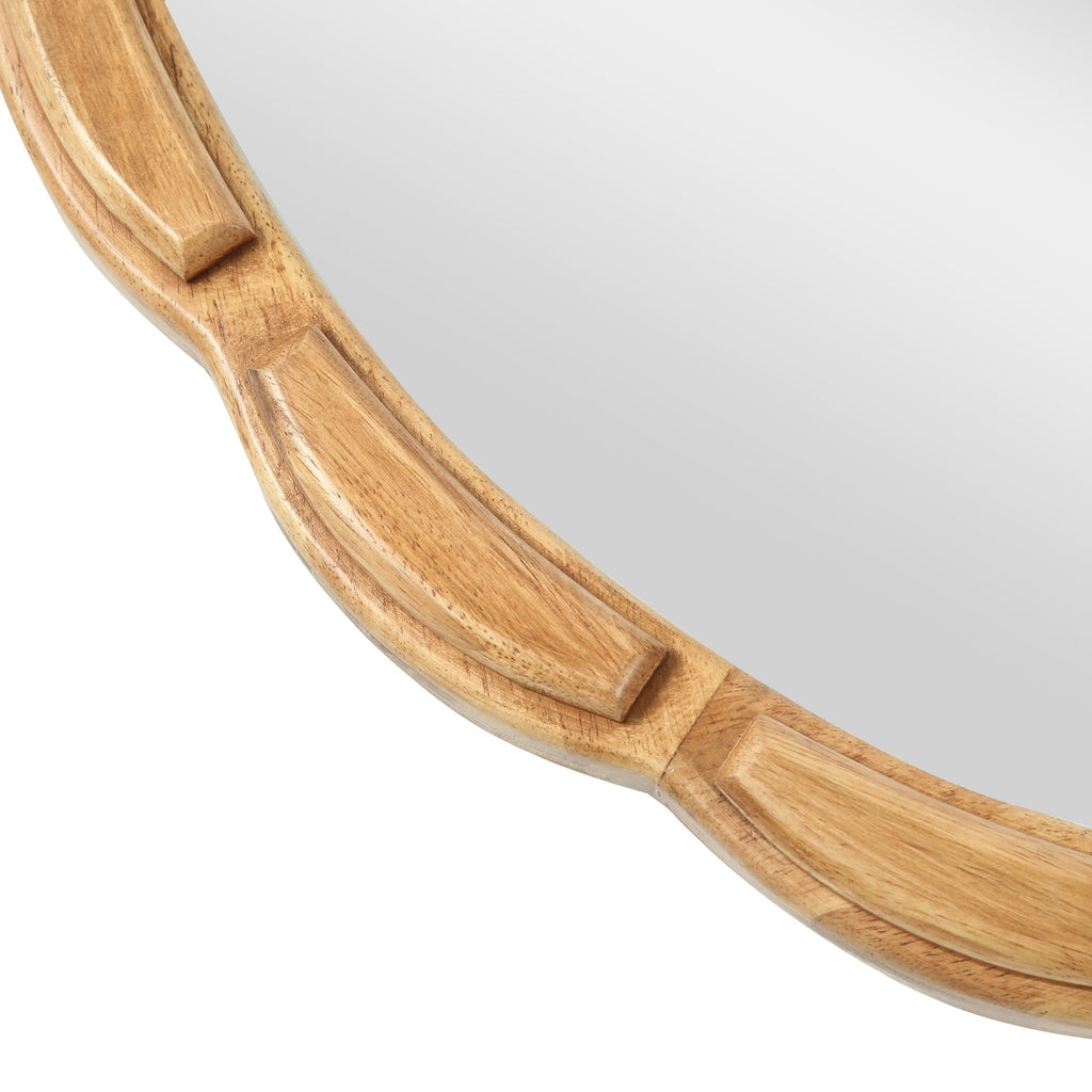 31.5-Inch Carved Wood Round Farmhouse Mirror