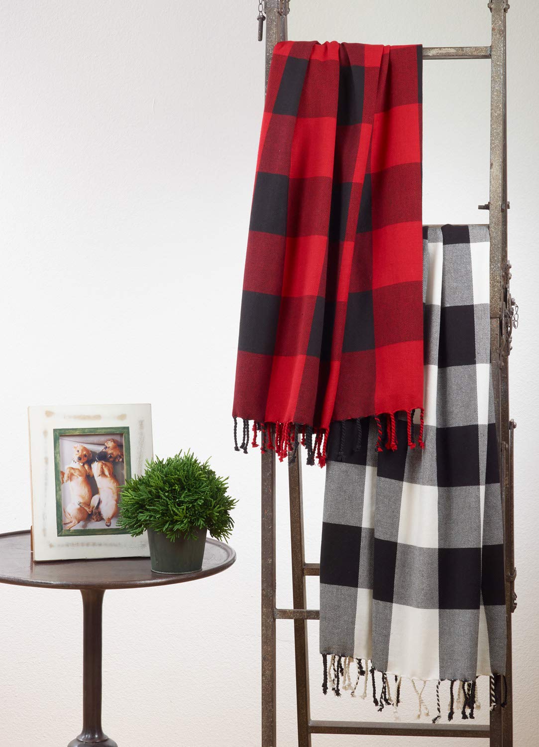 Rustic Buffalo Plaid Cotton Farmhouse Throw Blanket