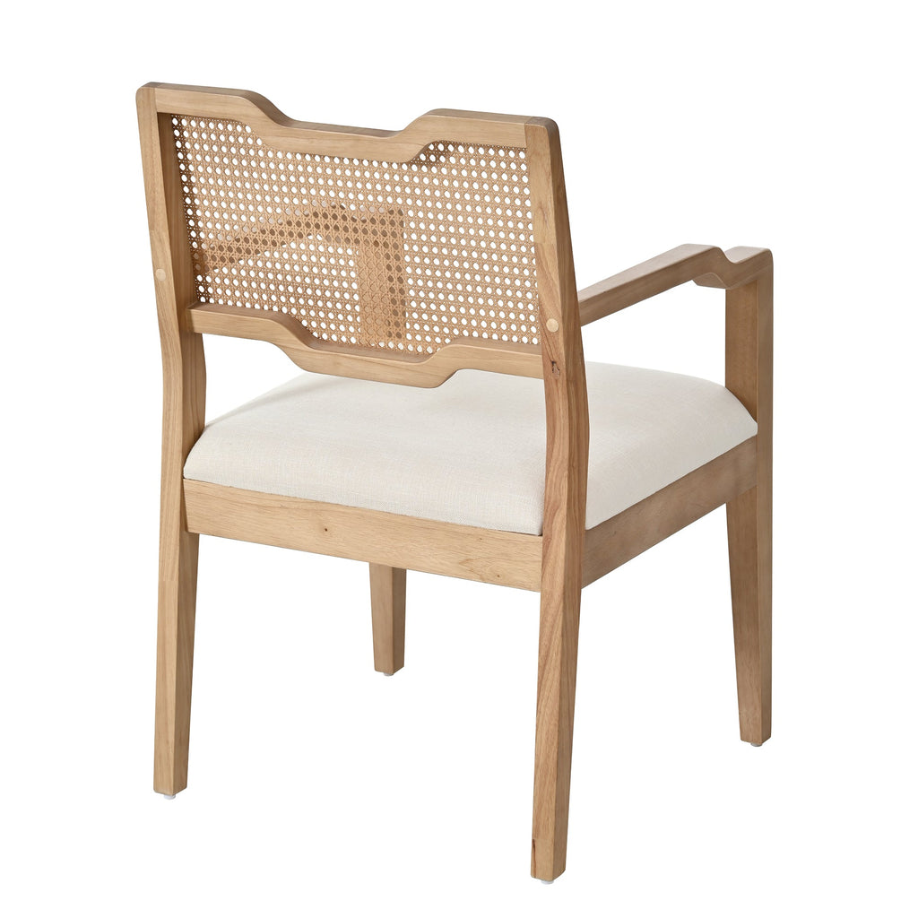 Natural Rattan-Back Farmhouse Dining Chairs – Set of 2