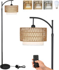 Dimmable Farmhouse Arc Floor Lamp with Remote