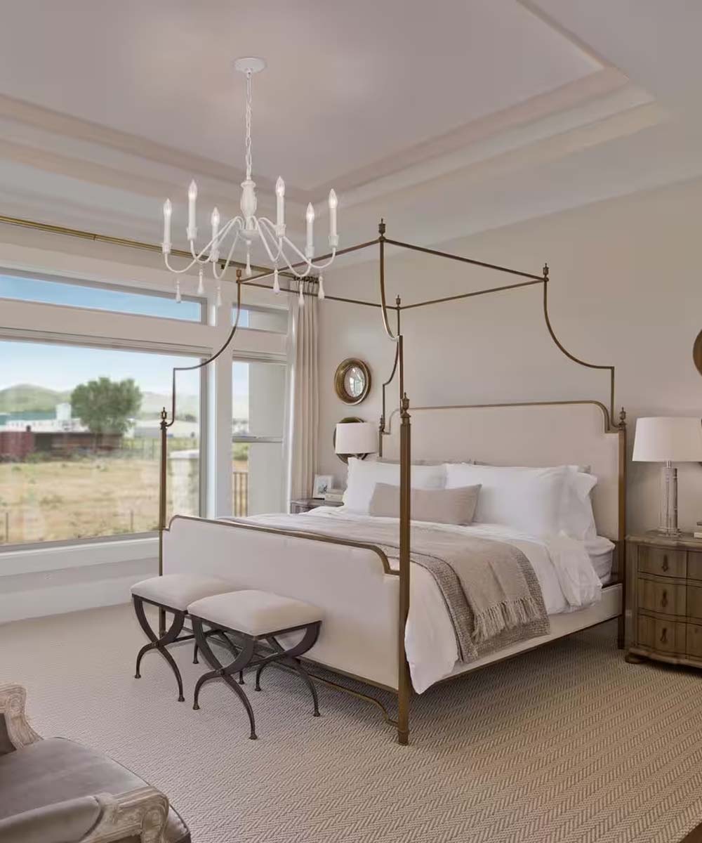 Distressed White Beaded Cottage Farmhouse Chandelier