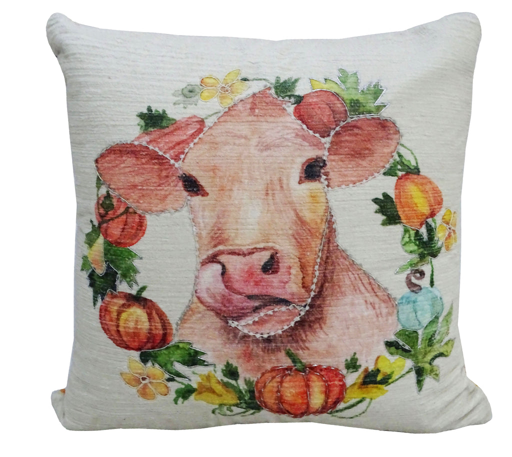Fall Cow Farmhouse Decorative Throw Pillow