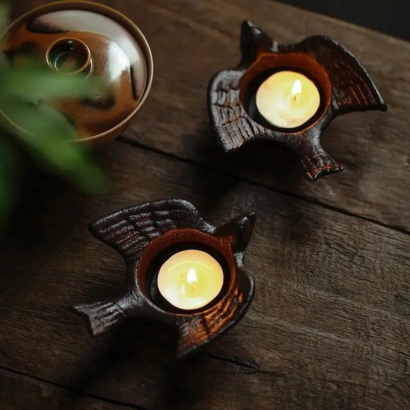 Rustic Iron Bird Farmhouse Tea Light Holder