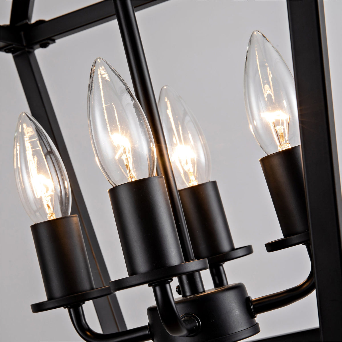 4-Light Wrought Iron Farmhouse Lantern Chandelier
