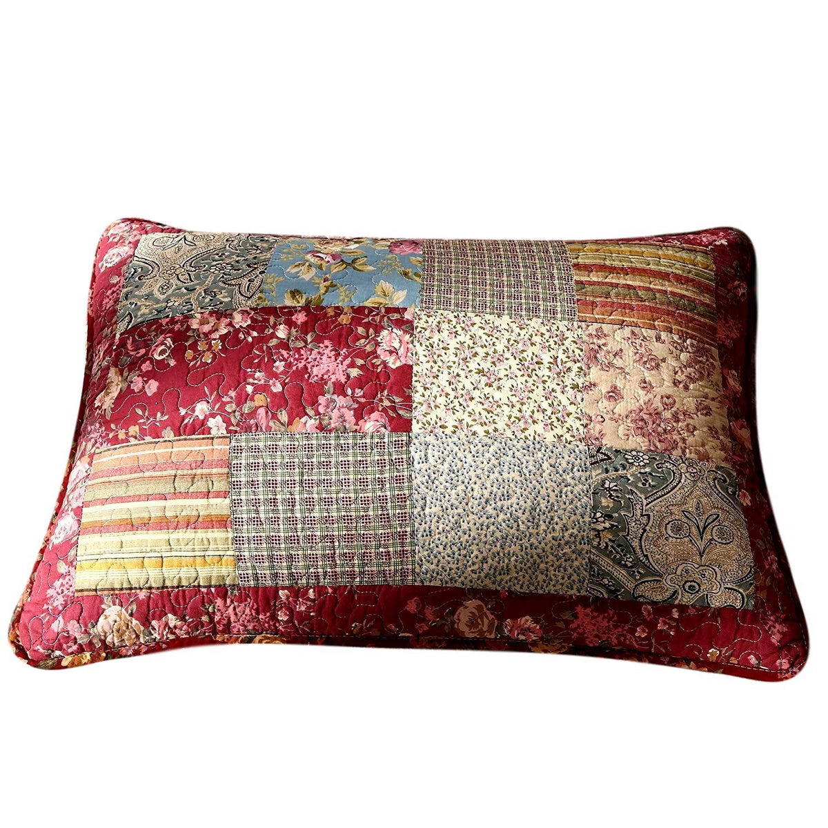 Vintage Paisley Patchwork Farmhouse Pillow Sham