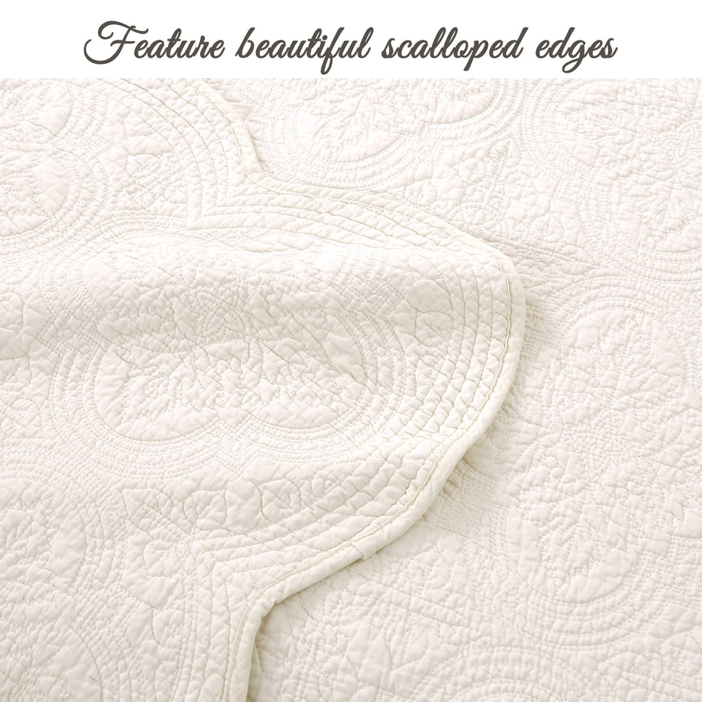 Serenity Ivory Victorian Cotton Quilt Set