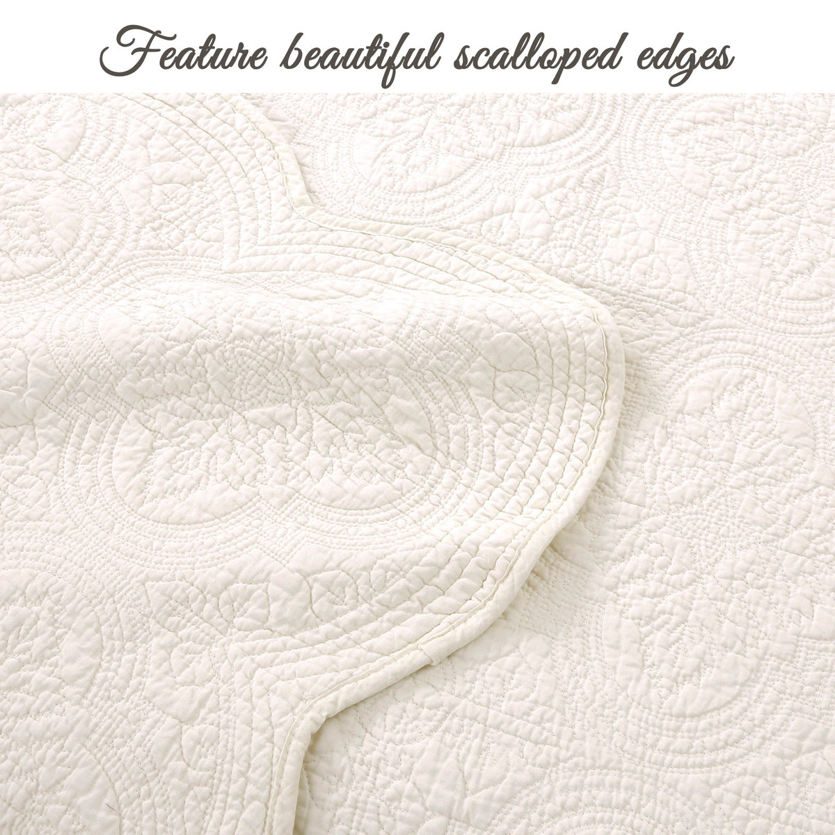 Serenity Ivory Victorian Cotton Quilt Set