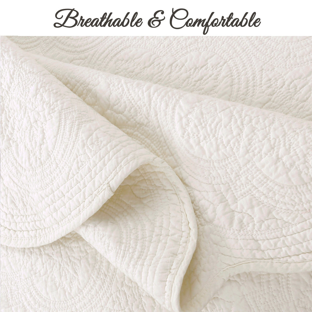 Serenity Ivory Victorian Cotton Quilt Set